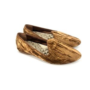Birdies The Heron Women's Velvet Loafers Amber Gold Casual Slip-On Shoes Size 8